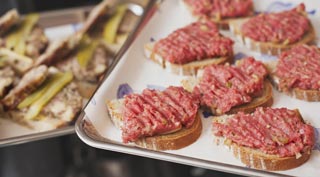 Baked meatloaf & Beef tartar